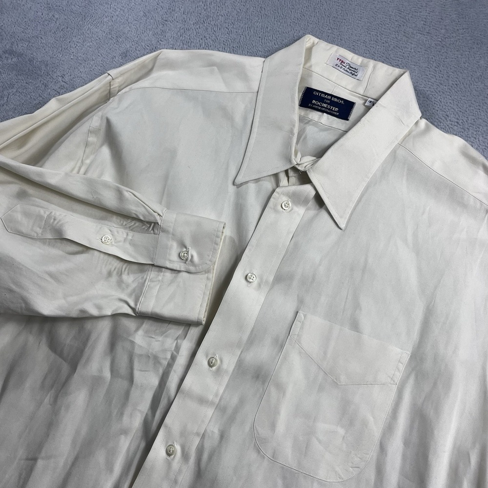 Gitman Bros for Rochester Mens Yellow Button Down Shirt 18.5 34 Made in USA